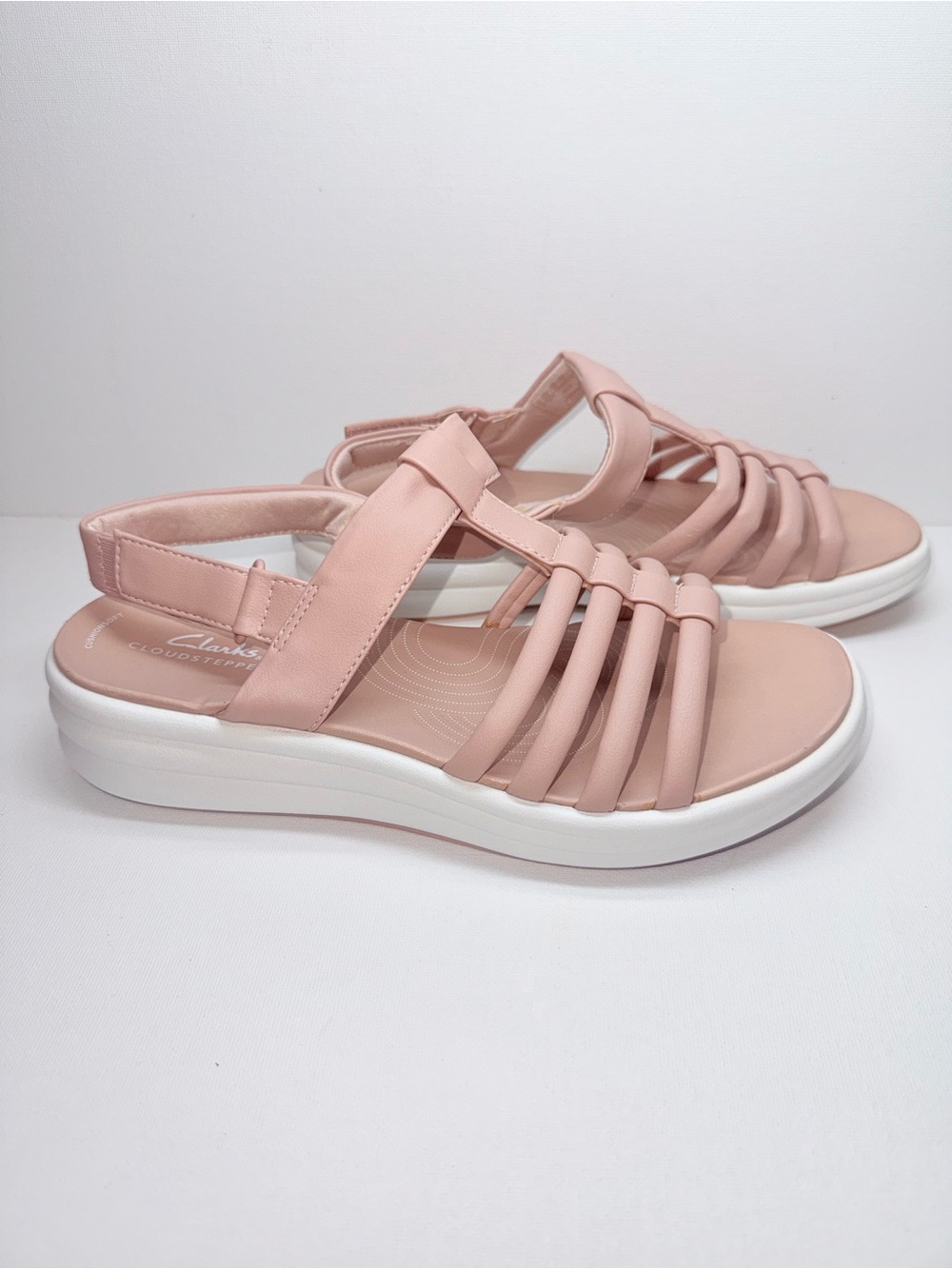 Clarks Pink Strappy Cloudsteppers Sandals